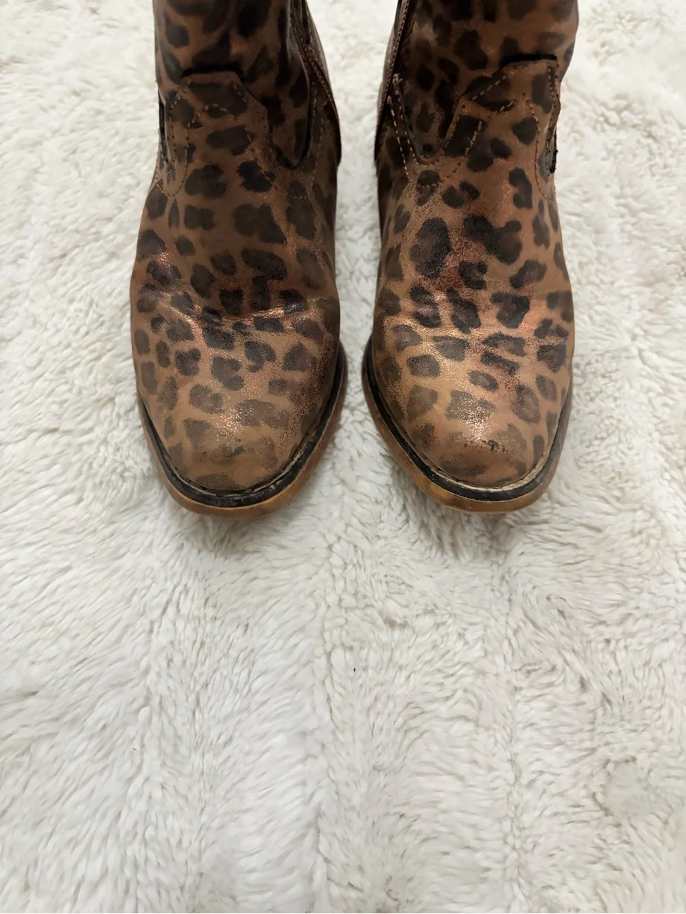 Roper Kids Leopard-Print Western Boots - Metallic Brown Girls size 7
